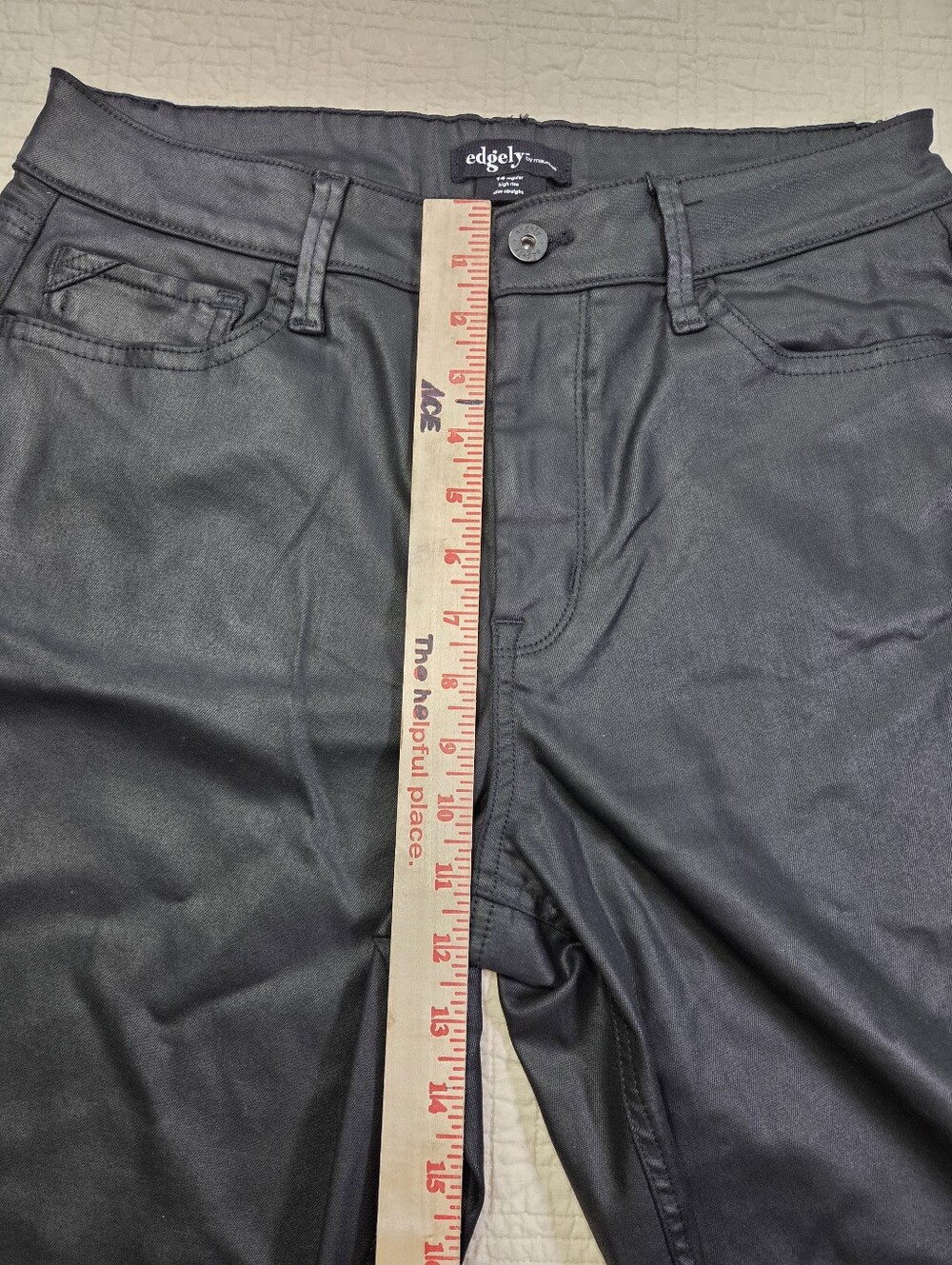 Edgely by Maurices Black Faux Leather Pants - Slim Straight Size 14 - Picture 7 of 11